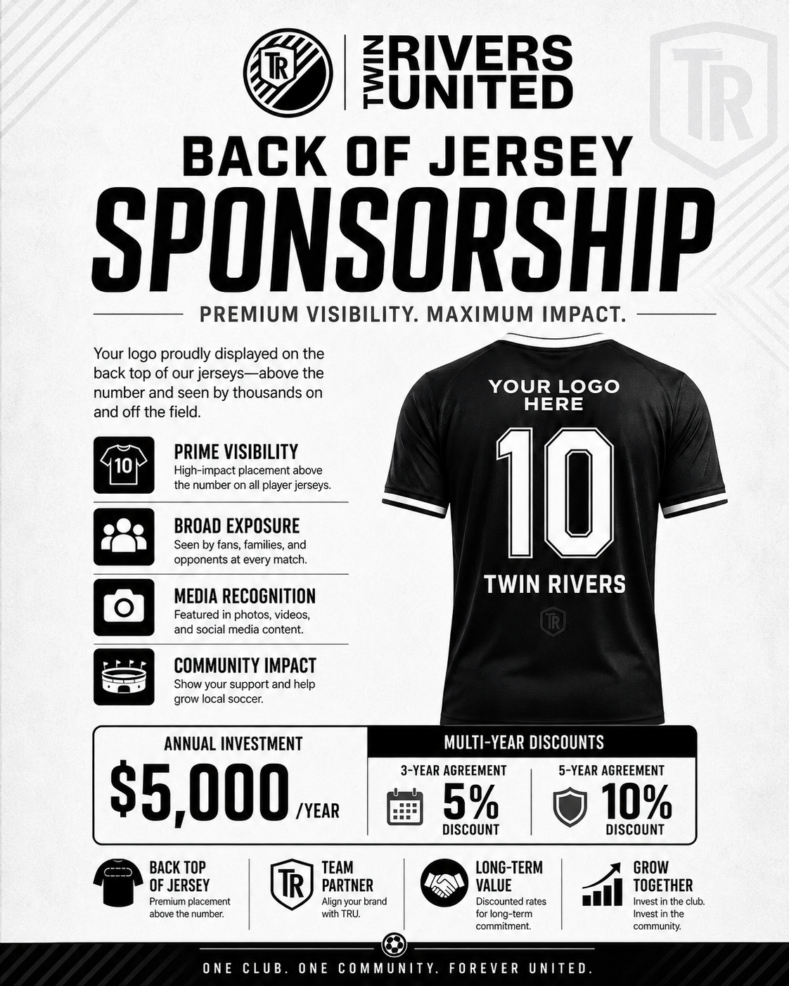 Back Top of Jersey Twin Rivers United graphic